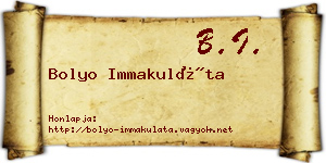 Bolyo Immakuláta névjegykártya